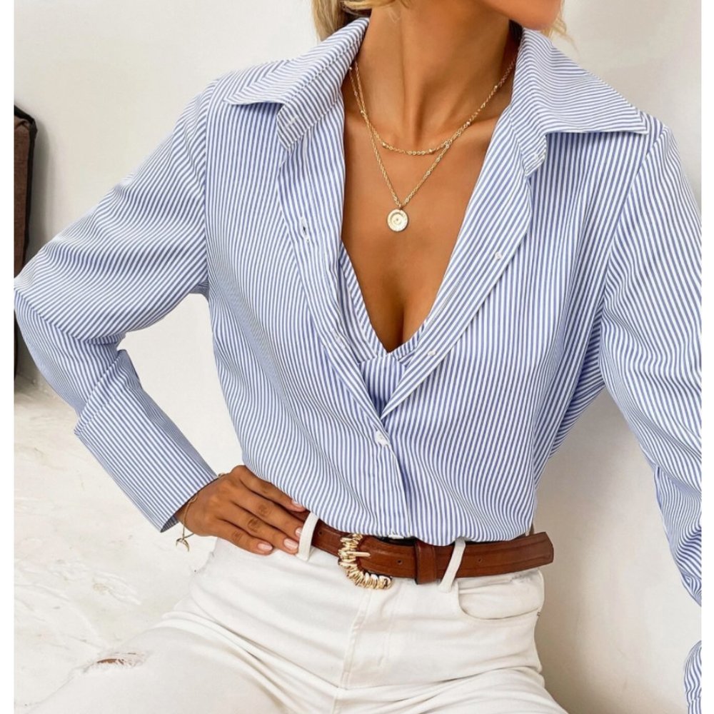 Striped Blouse With Crop Cami Top